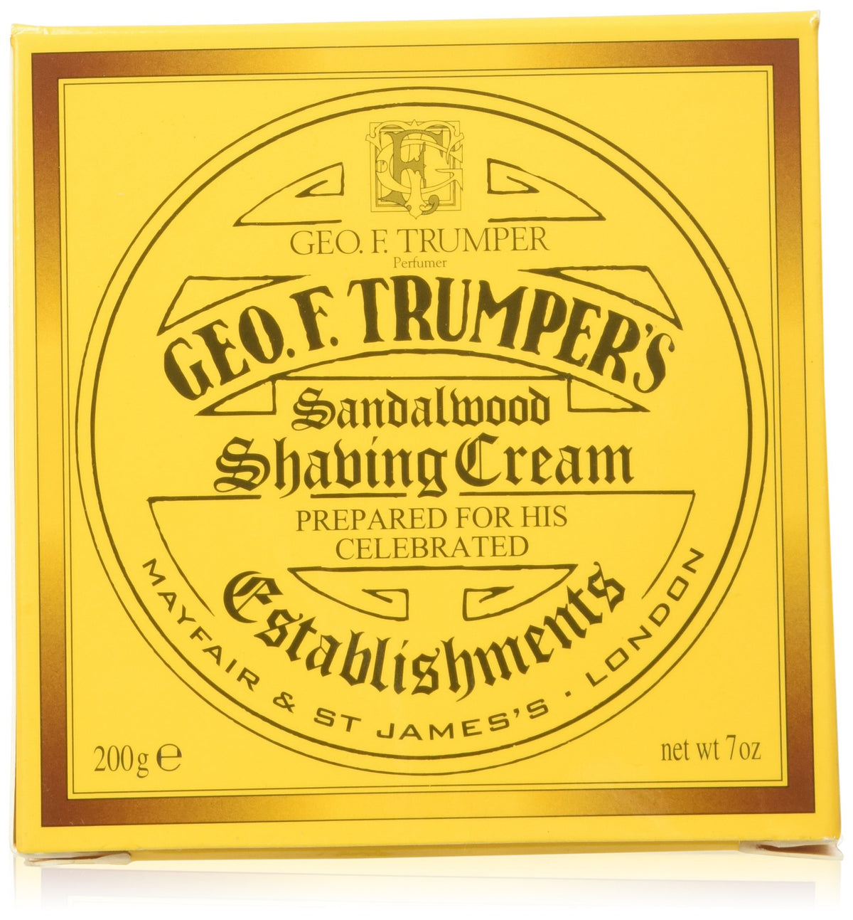 Geo F. Trumper sandalwood soft shaving cream jar—rich lather for a smooth shave.