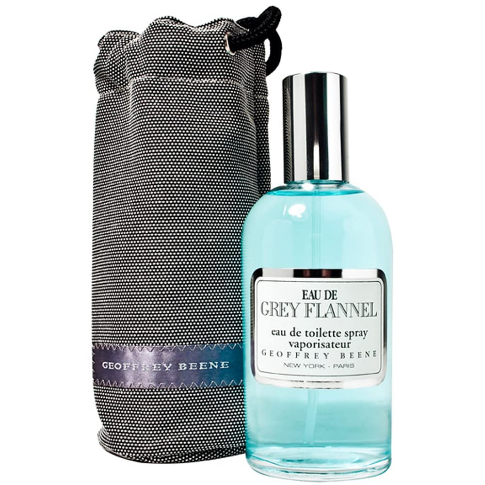 Geoffrey Beene Grey Flannel lifestyle shot suggests confident evenings with woody notes.