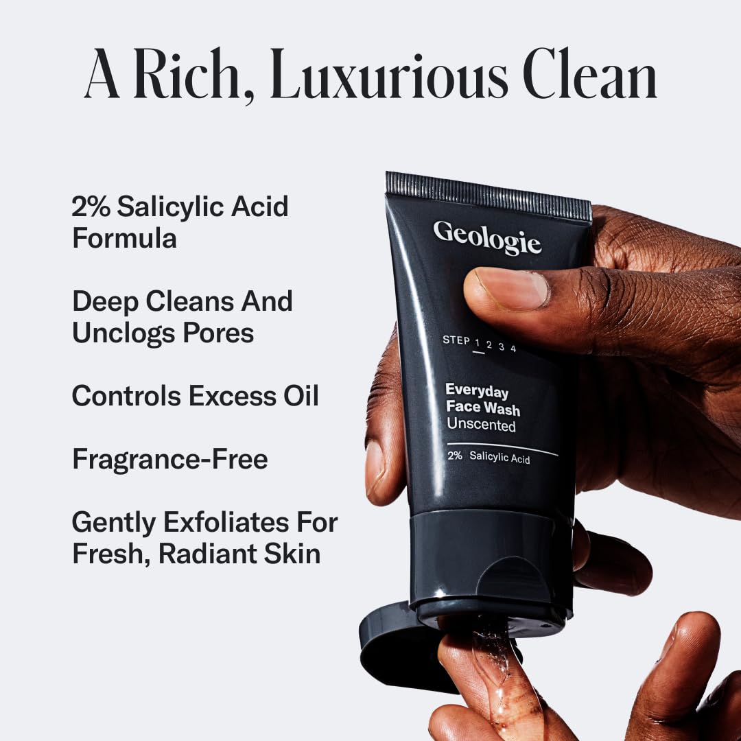 Geologie face wash foamy lather close-up promotes clear pores without fragrance