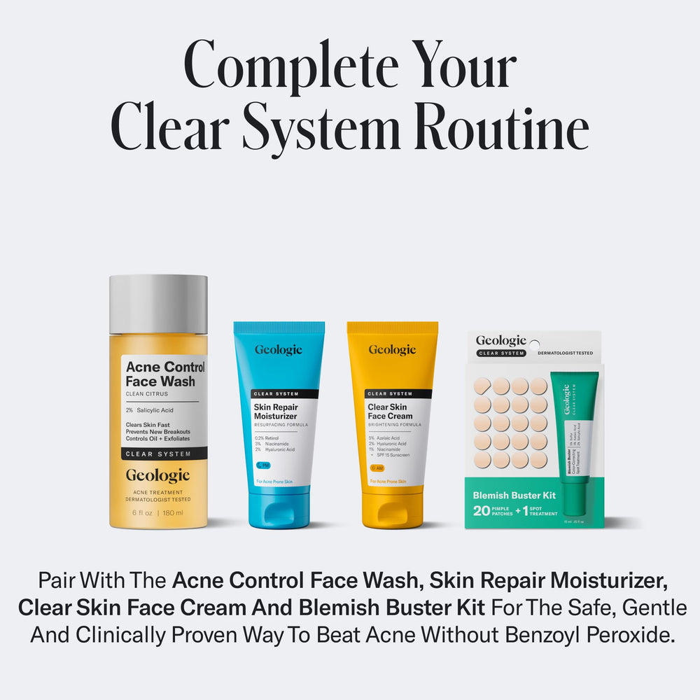 Geologie Acne Control Body Wash closeup reveals smooth gel texture for gentle use.