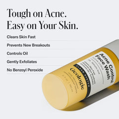 Geologie Acne Control Face Wash label closeup highlighting 2% salicylic acid exfoliation.