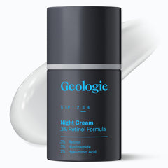 Geologie retinol night-cream-bottle promises smoother skin with nightly care.