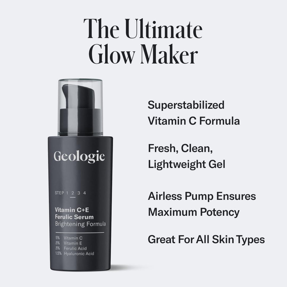Geologie serum pump close-up shows controlled release for smooth, consistent application.