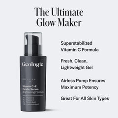 Geologie serum pump close-up shows controlled release for smooth, consistent application.