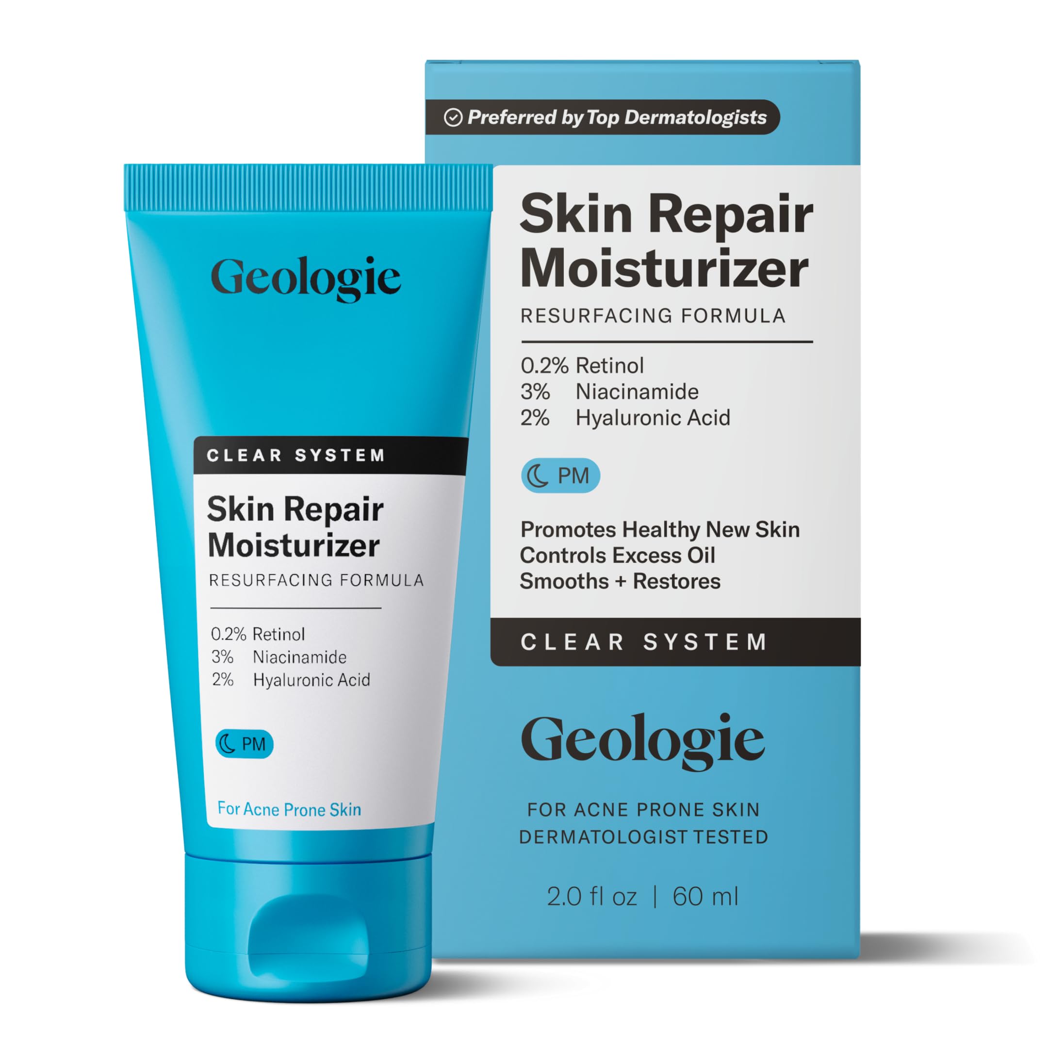 Geologie Skin Repair Moisturizer bottle front for overnight renewal