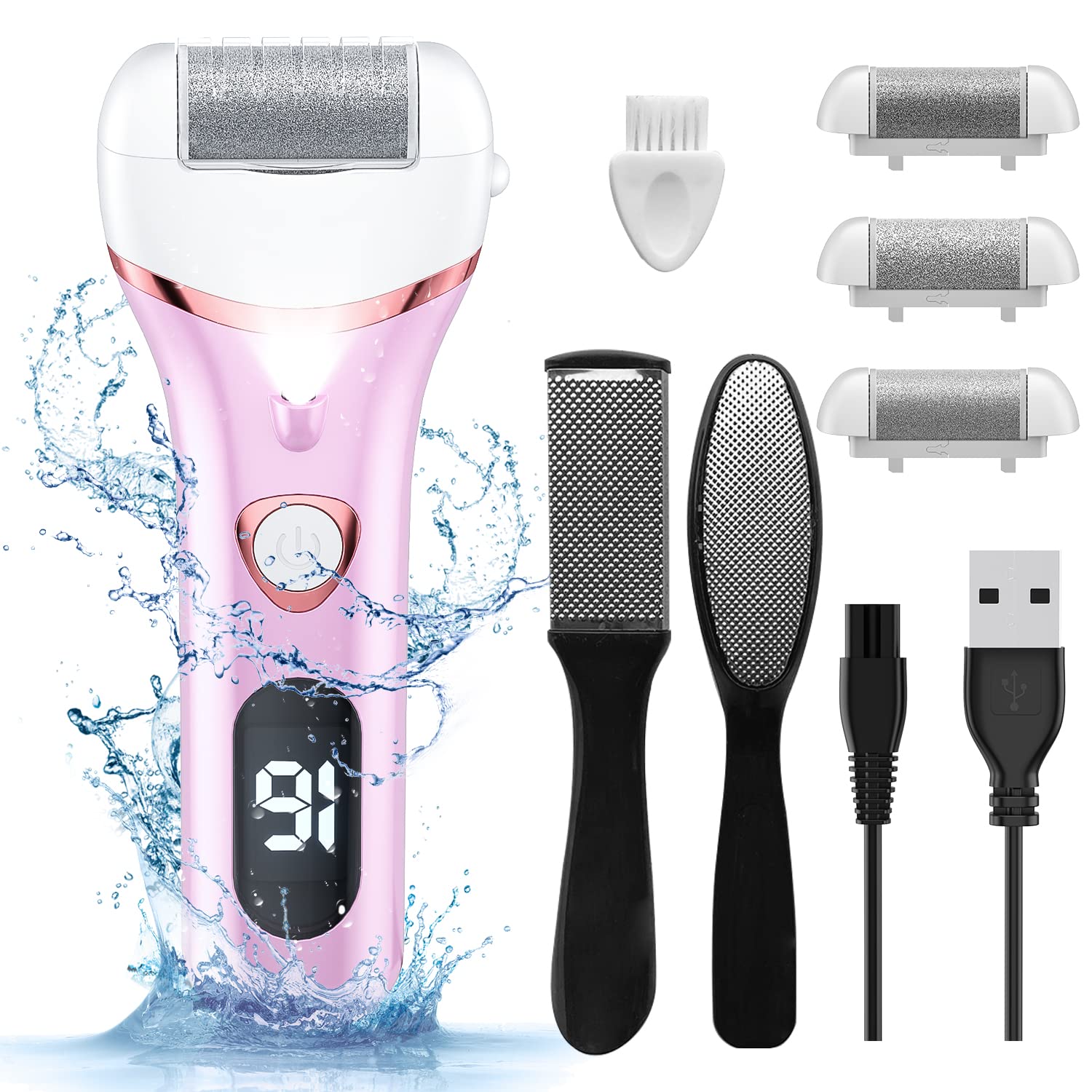 Geopu electric foot callus remover kit assembled for at-home pedicure