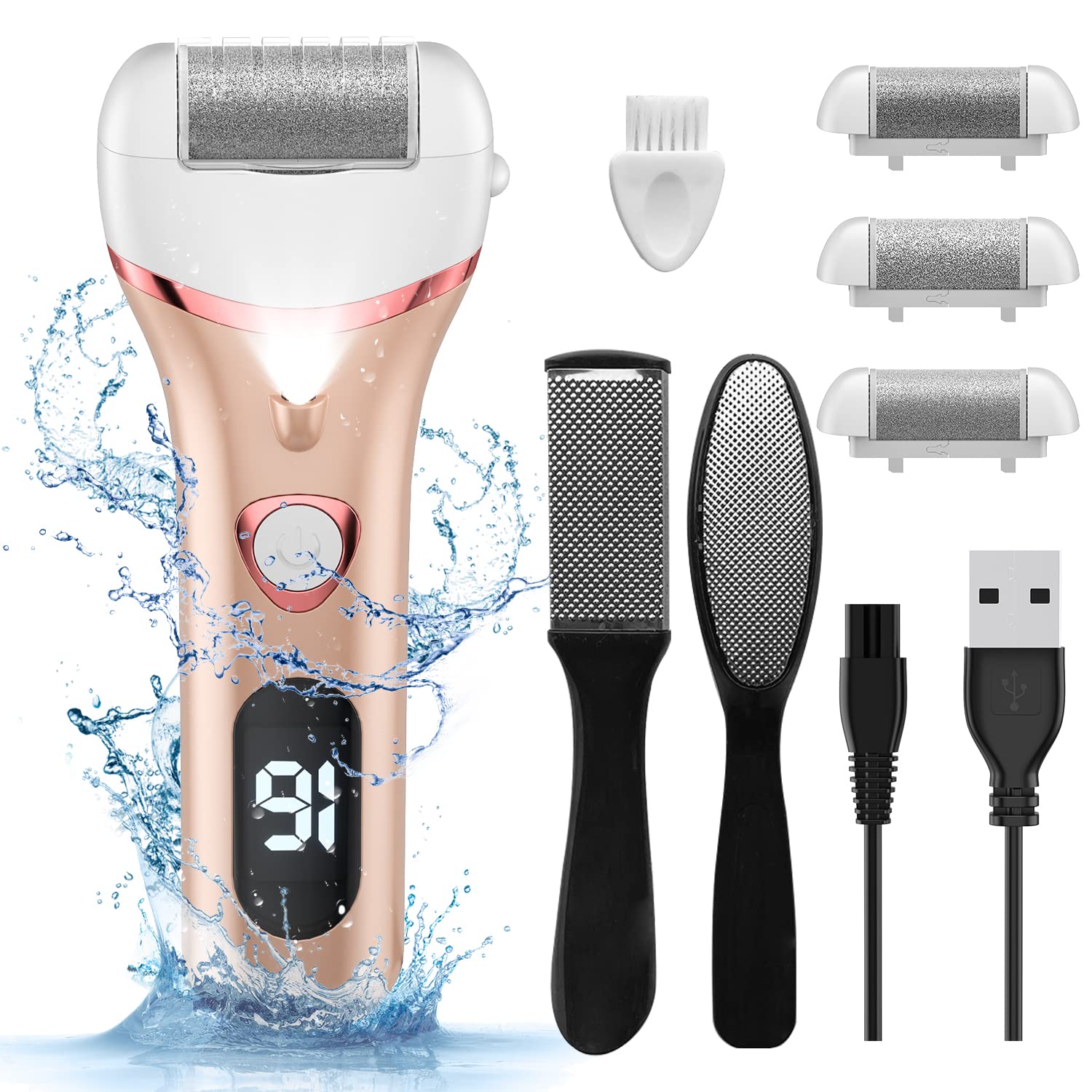 Geopu electric foot callus remover packaging showcases a professional at-home pedicure solution.