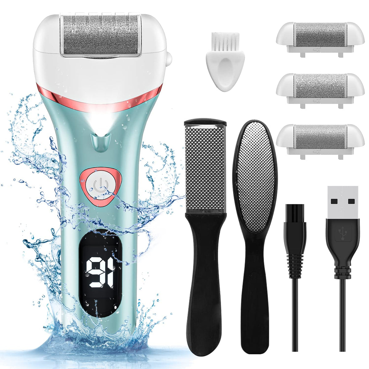 Geopu electric foot file kit front view for easy at-home pedicure care