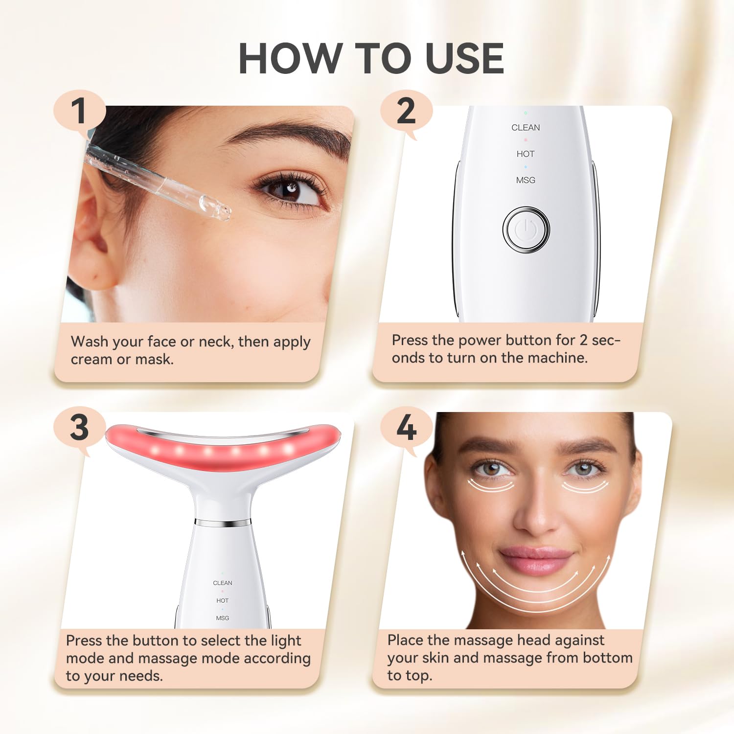Gequip neck-face-massager sensing ring enables easy mode control