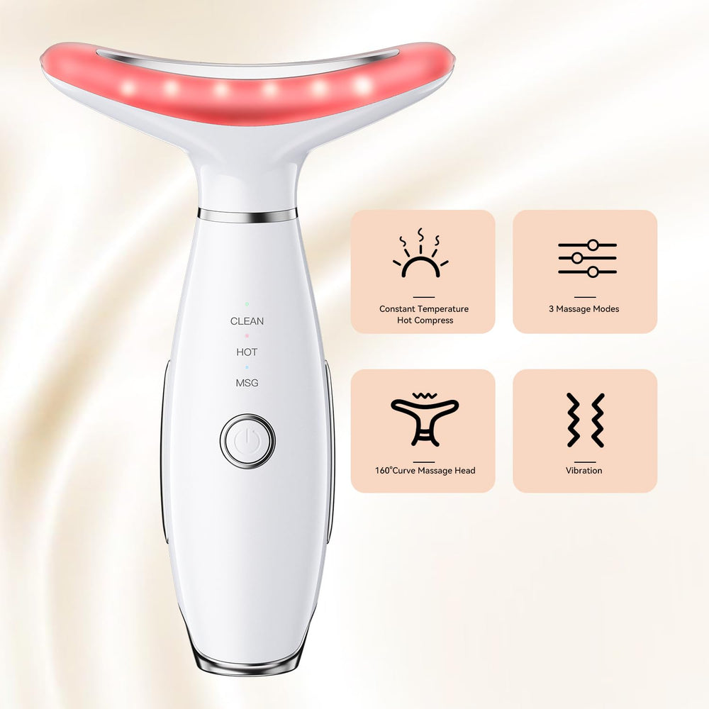 Gequip neck-face massager red hot mode delivers comforting warmth on skin