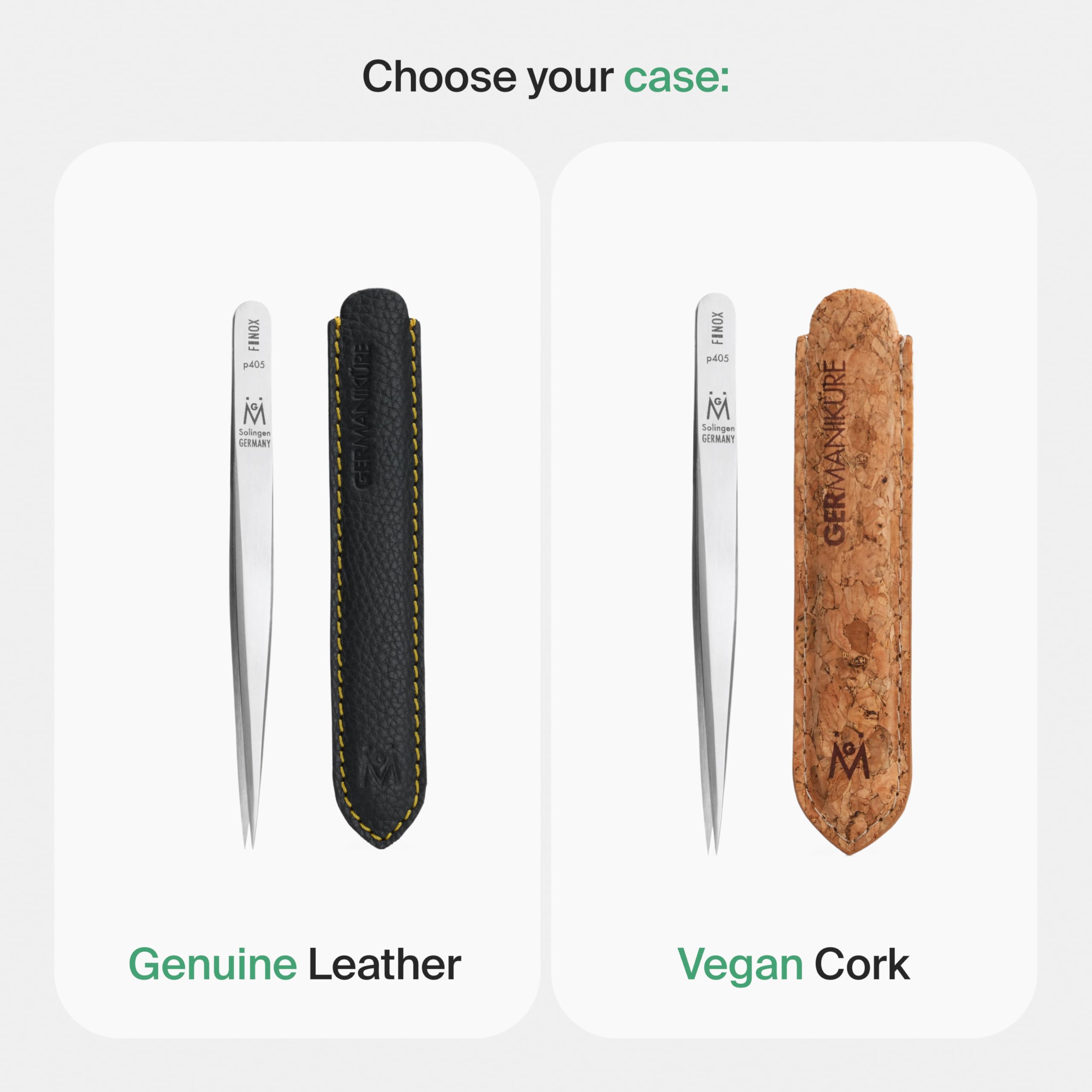 GERMANIKURE fine-tip tweezers support precise removal of ingrown hairs and splinters.