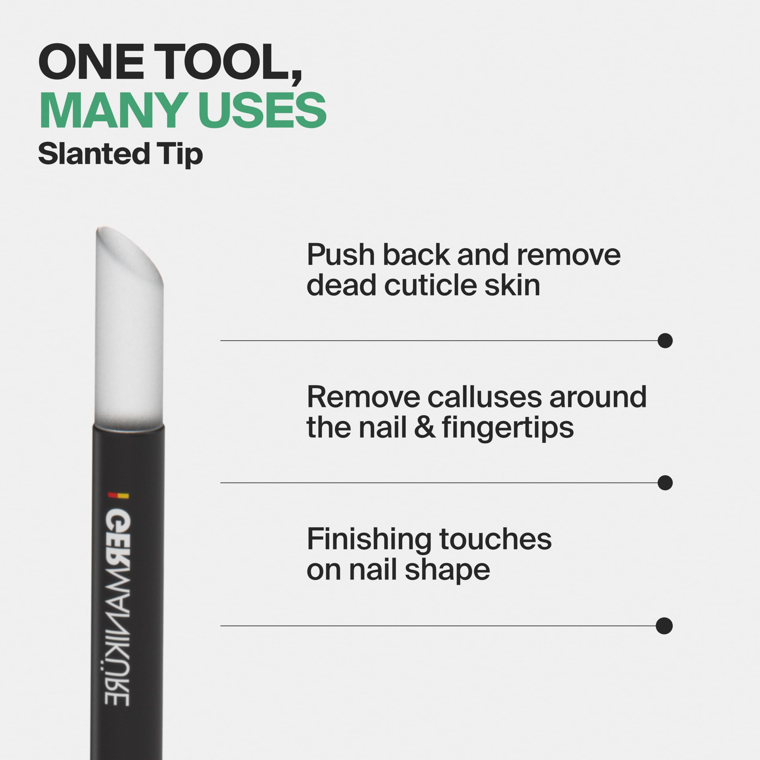 GERMANIKURE durable leather sleeve protects the glass tool during storage.