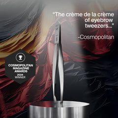 GERMANIKURE tweezers used on brows for precise eyebrow shaping and tweezing.