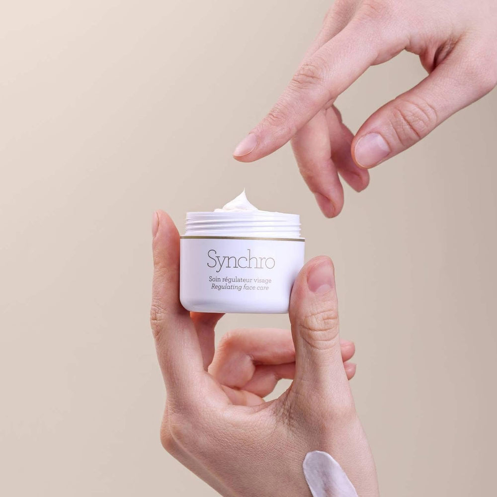 Gernetic Synchro Cream being applied in a skincare routine for daily revitalization.