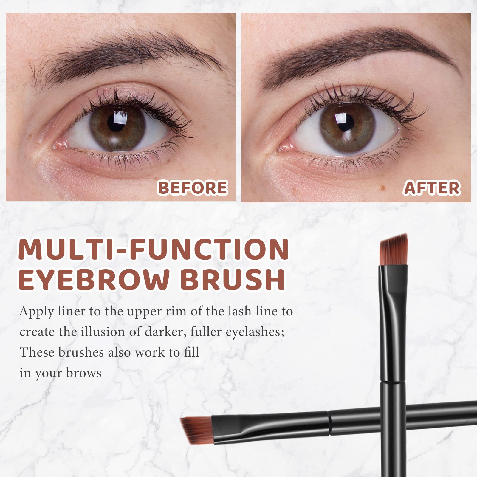 Gerrii slanted angle brush for eyebrows provides smooth, precise pigment.