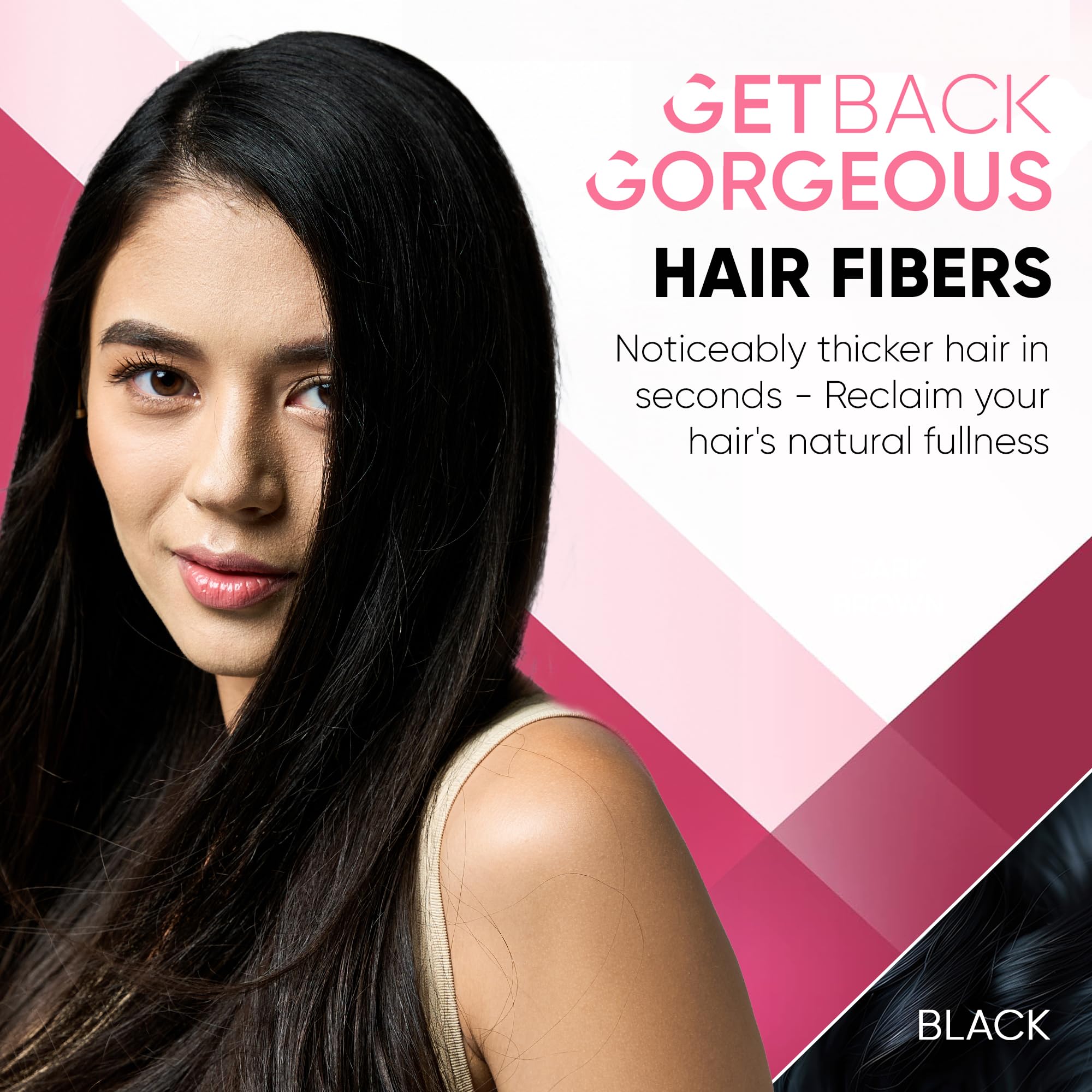 Get Back Gorgeous GBG hair fibers being applied to thinning area with tapping.