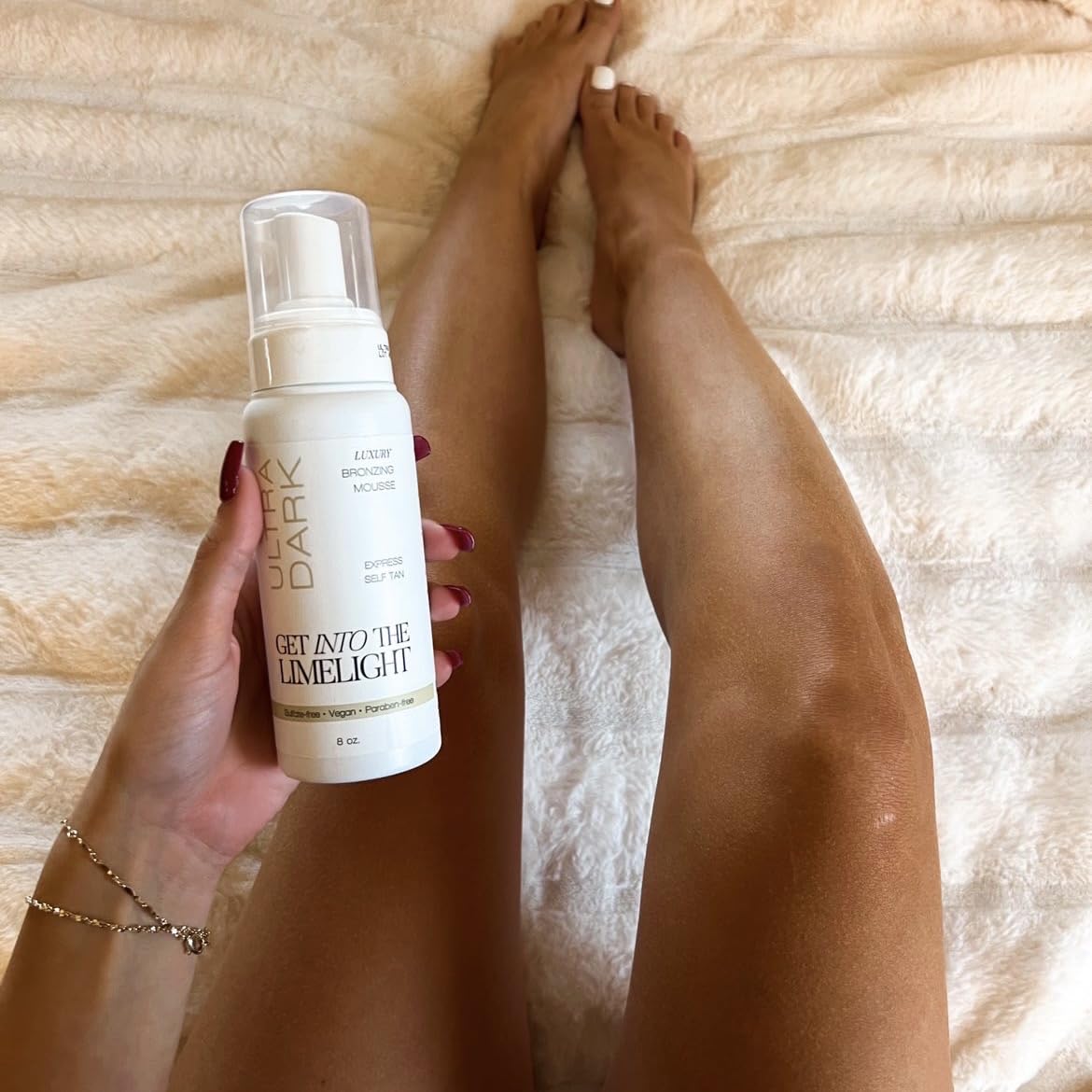 Get Into The Limelight Ultra Dark completed look shows a rich, even tan.