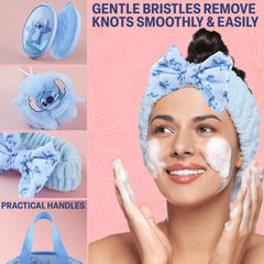 Get Trend Disney Stitch soft spa headband keeps hair away from face during cleansing.