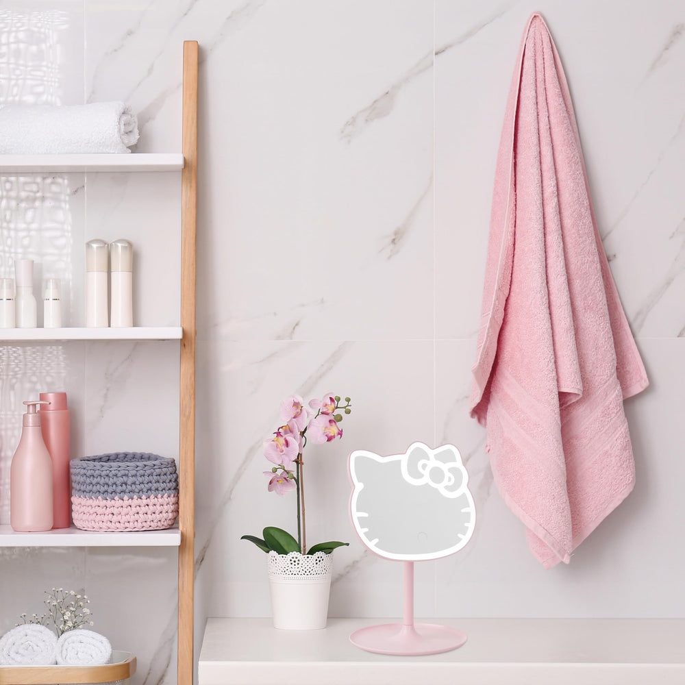 Get Trend Hello Kitty LED desk mirror with touch lighting for skincare routines.