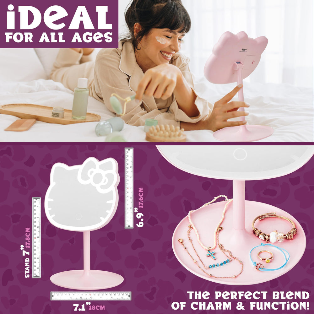Get Trend Hello Kitty dorm-room décor mirror offering stable, hands-free use.