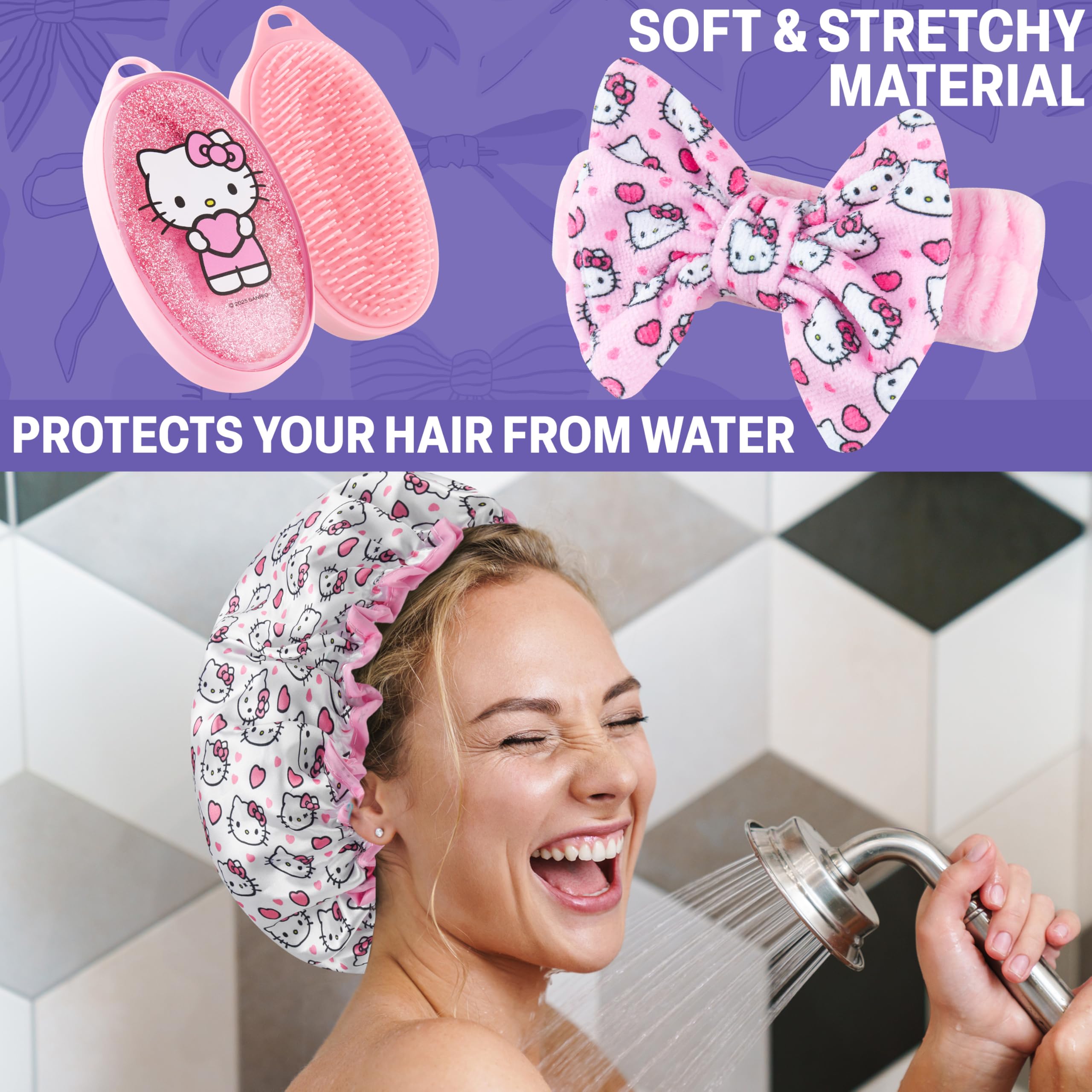 Get Trend Hello Kitty loofah sponge pink soft exfoliation for bath time
