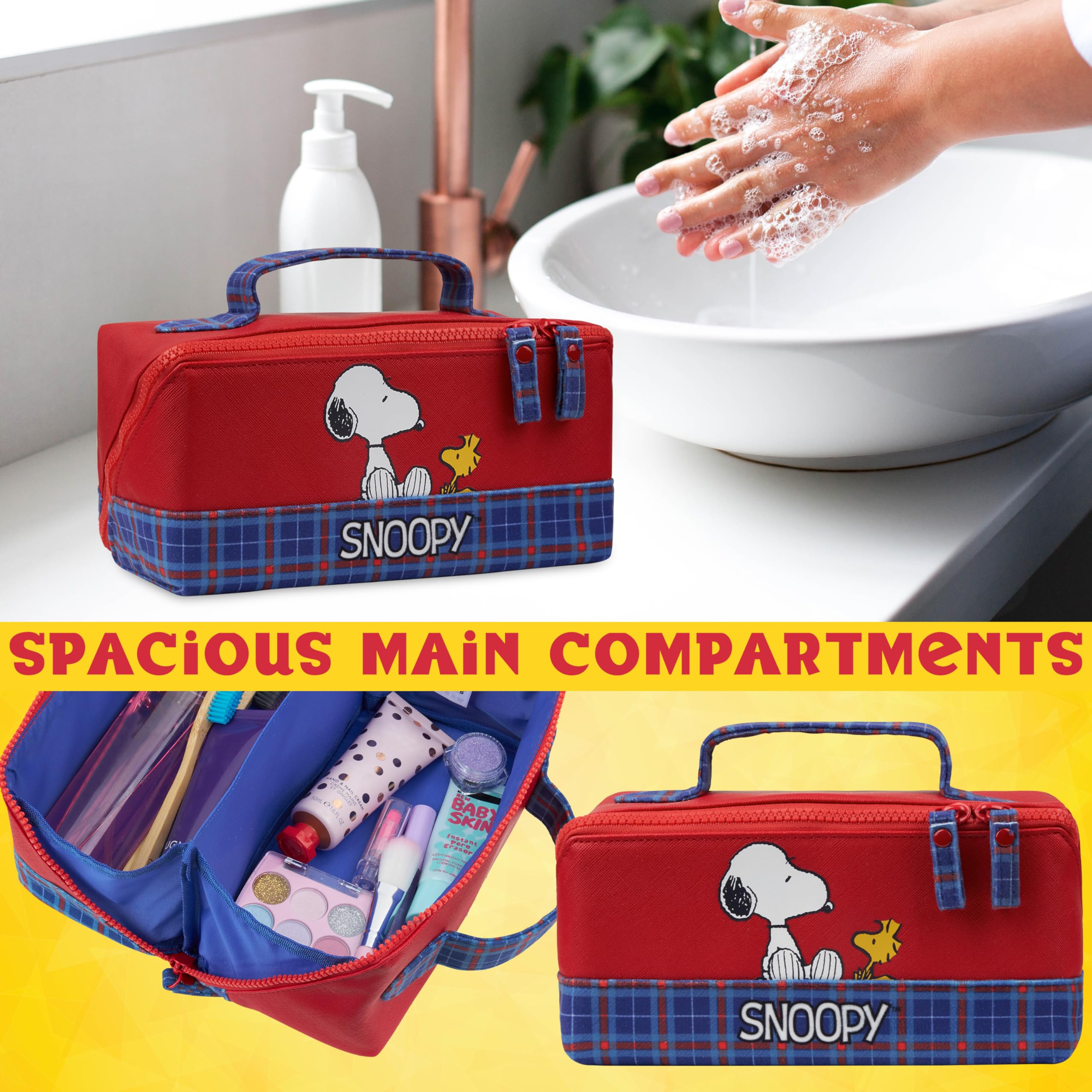Get Trend Peanuts Snoopy Toiletry Bag compact design ideal for daily skincare