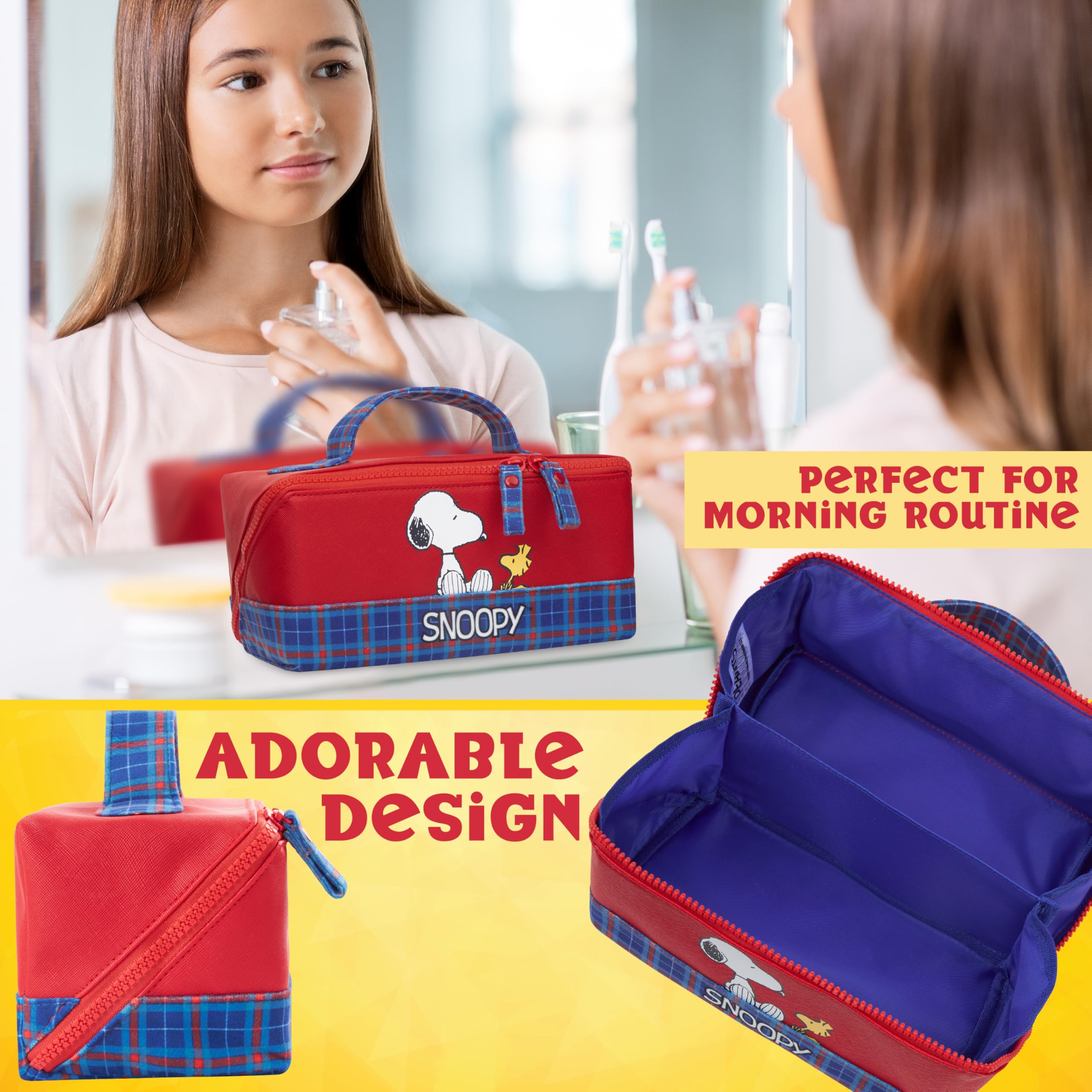Get Trend Peanuts Snoopy Toiletry Bag logo close-up highlighting playful design