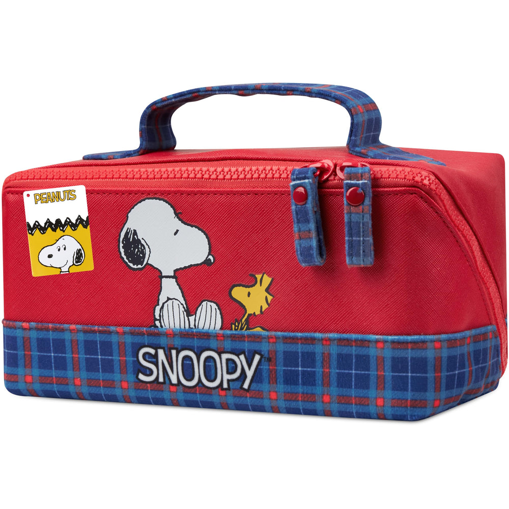 Get Trend Peanuts Snoopy Toiletry Bag red front view showcasing travel-ready style