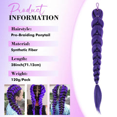 GetGal 24in purple braids ponytail with elastic band for quick, secure installation