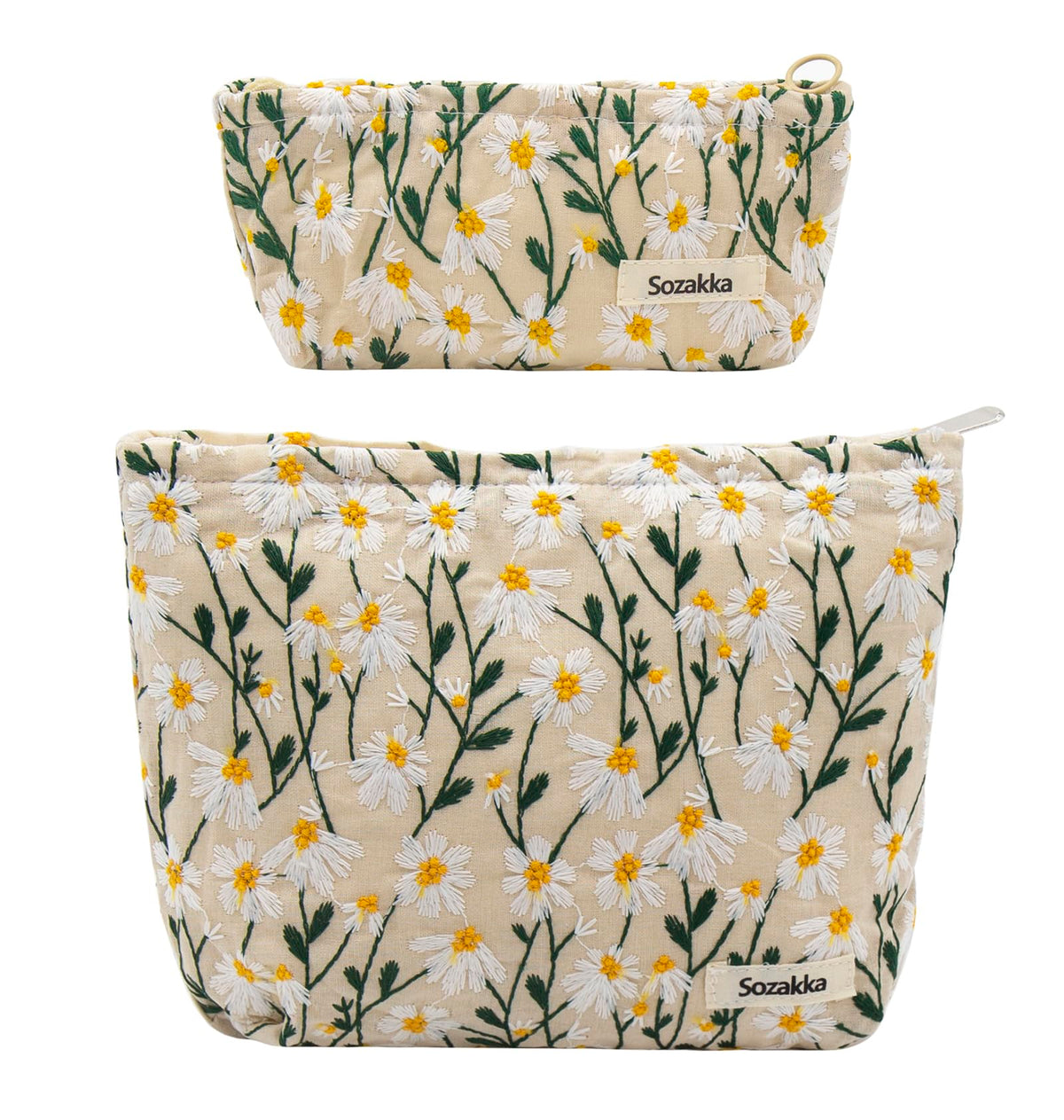 Getgto large daisy-print makeup bag for travel organization and daily cosmetics.
