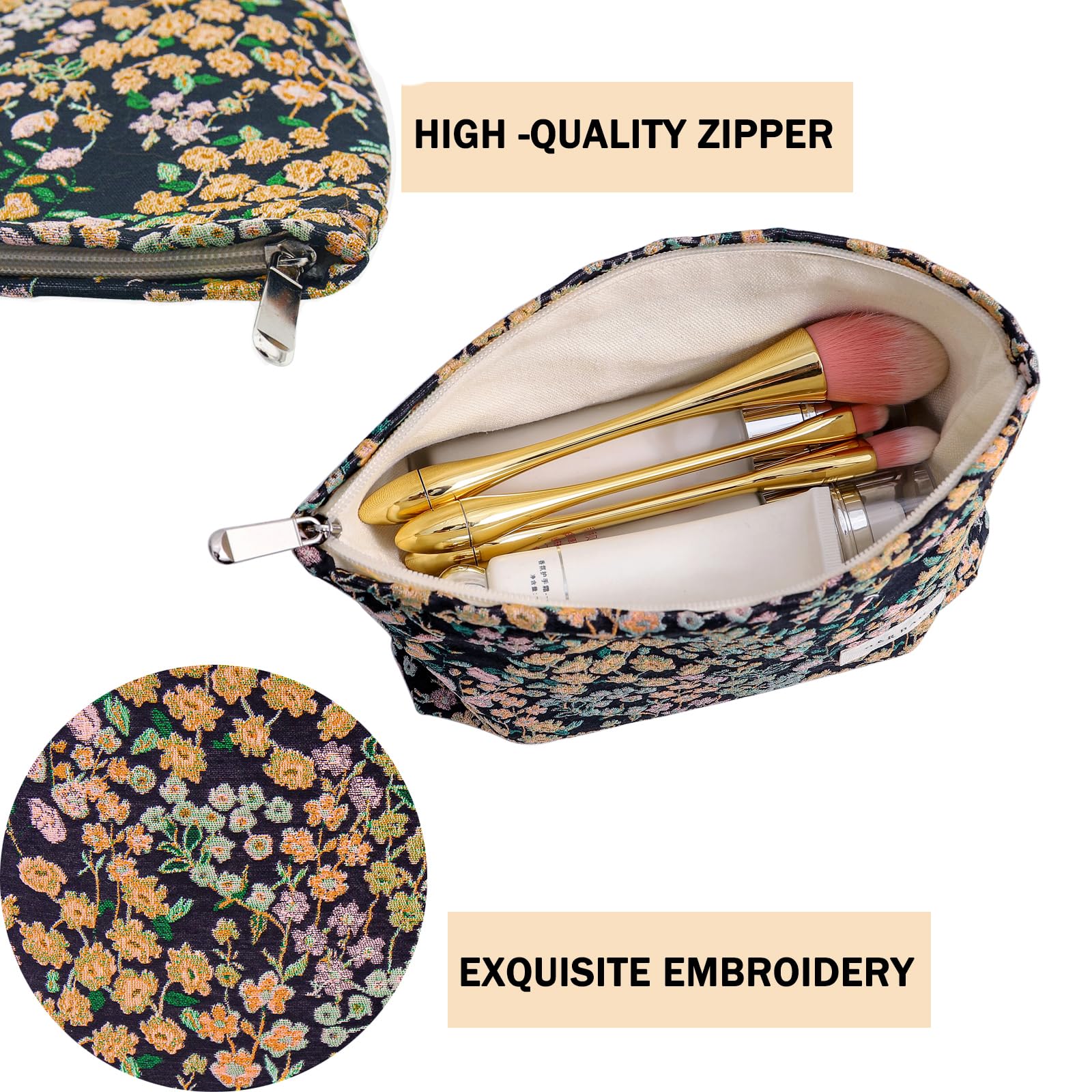getgto embroidery craft makeup pouch highlights durable materials and craft detail