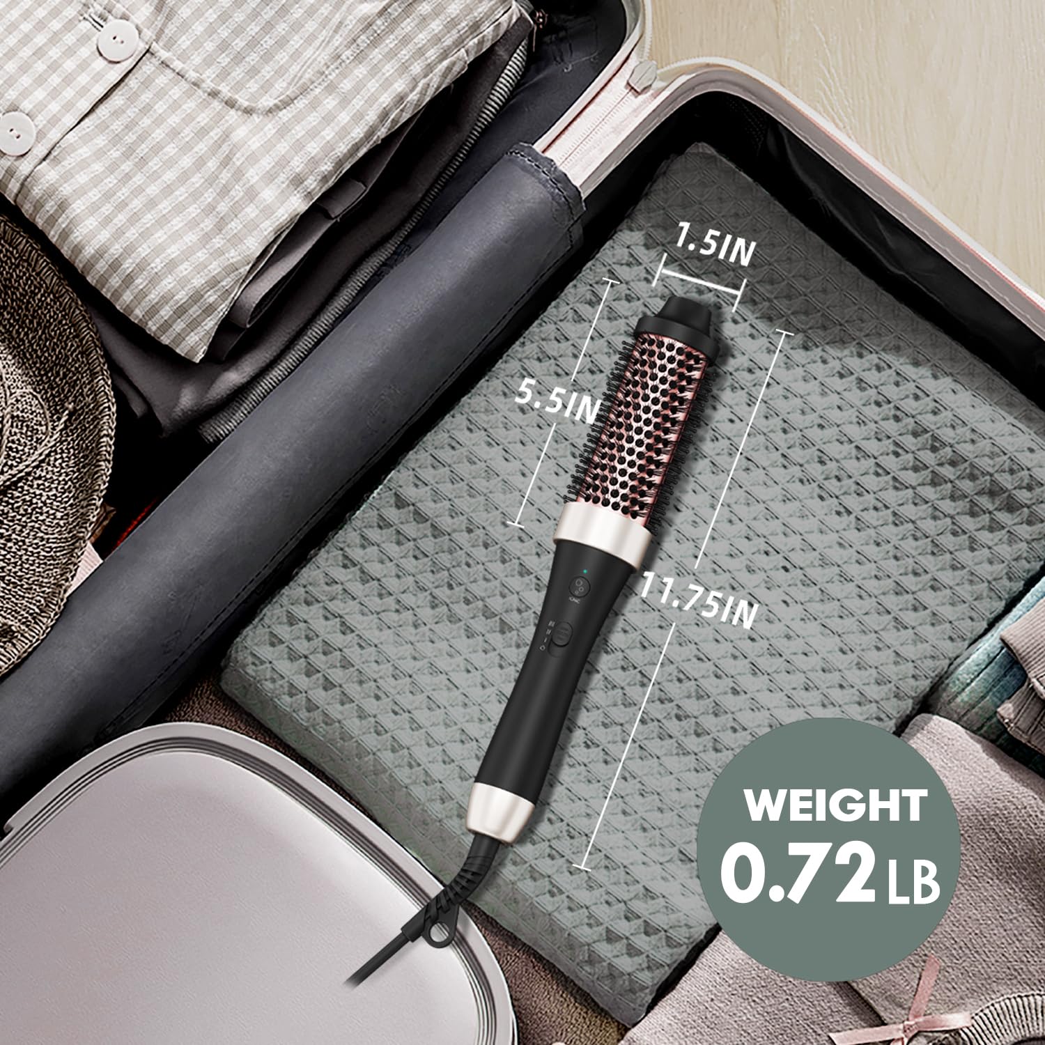 GETLL Ionic thermal brush auto shut-off enhances safety during styling.