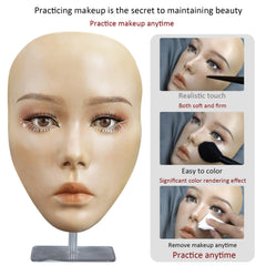 Getpuchra silicone-mannequin full-face demonstrates lifelike skin texture for makeup practice.