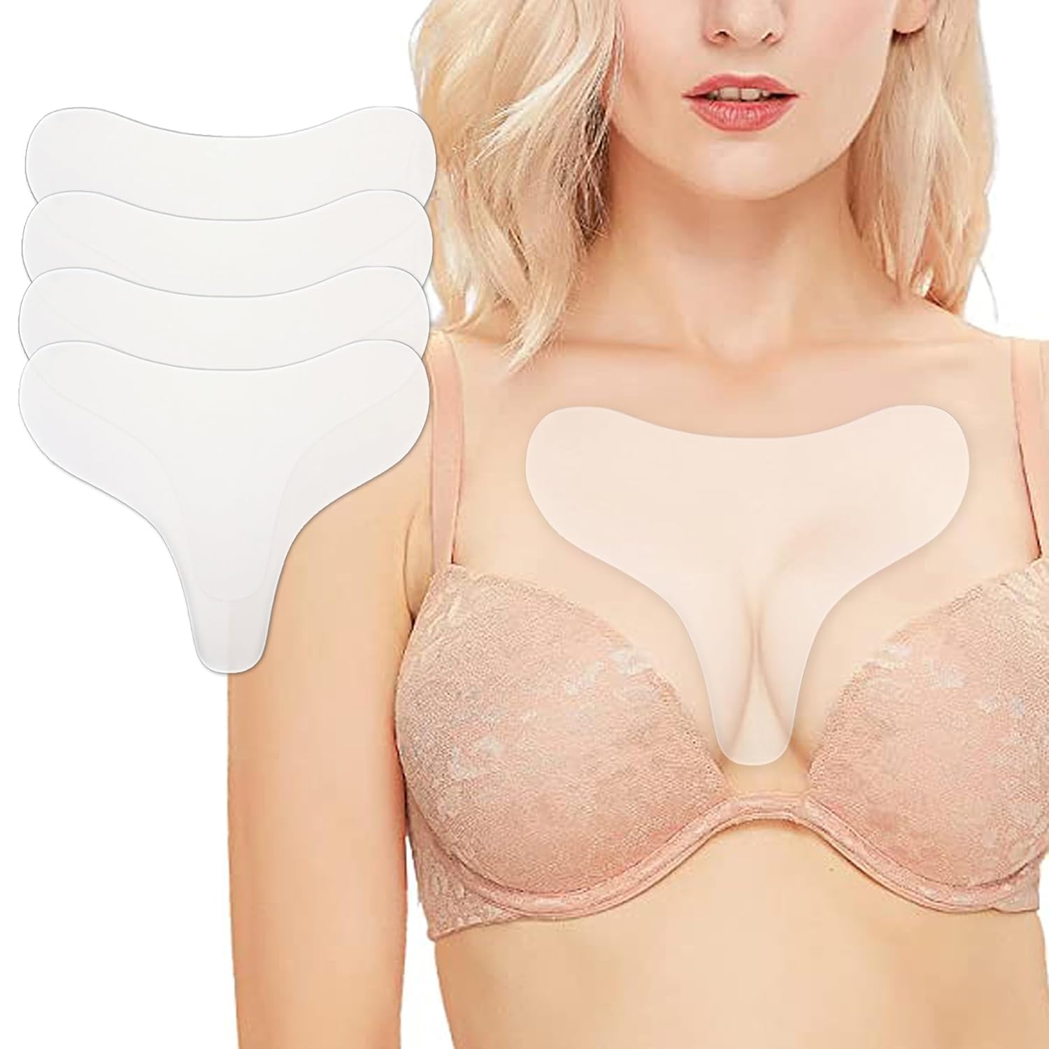 GETPUNA chest wrinkle pads packaging – four reusable silicone patches for smoother decollete skin.