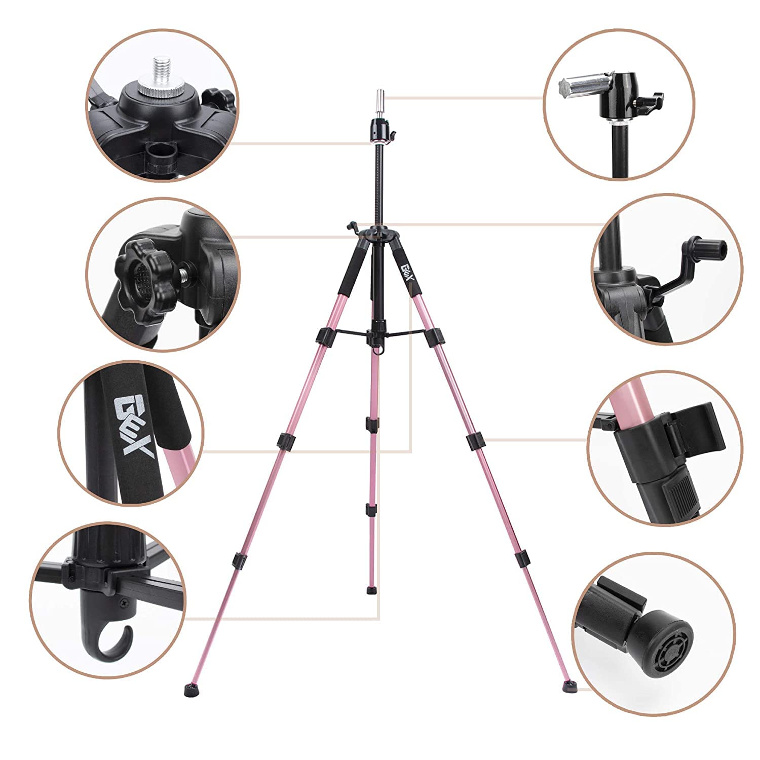 GEX 55-inch adjustable tripod demonstrating versatile height for varied styling