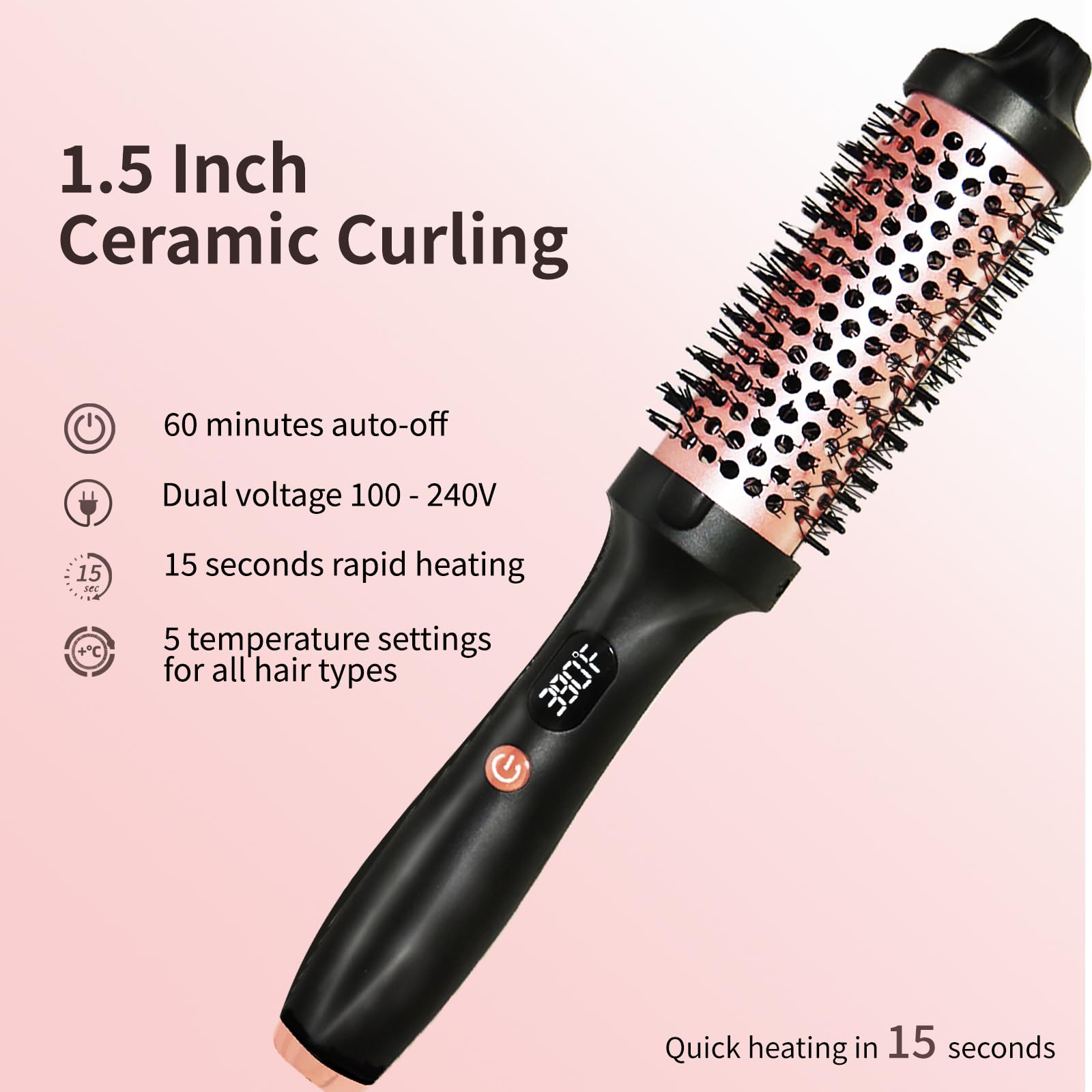 Gexloryn 3 heat settings display helps tailor styling.