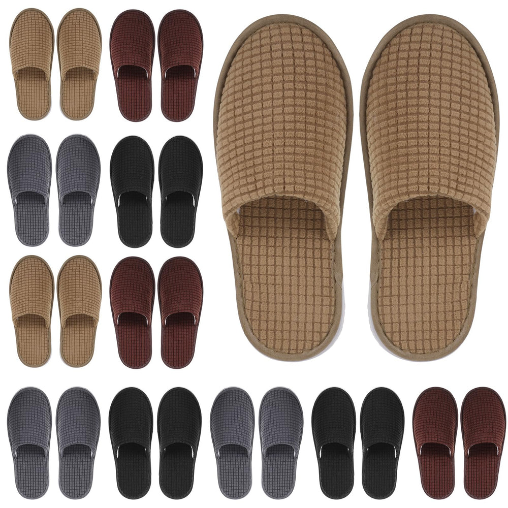 Geyoga 12-pair color-pack guest slippers with color-coded options for easy identification.