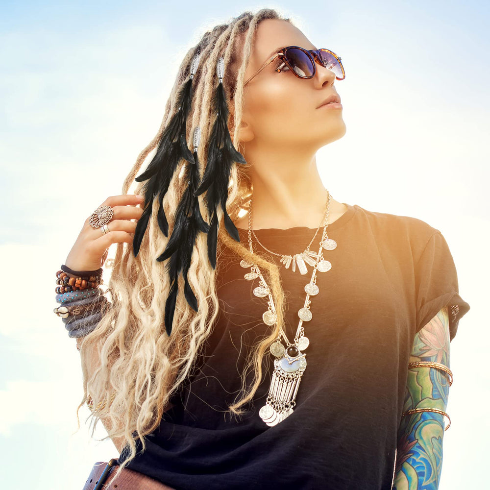 Geyoga boho-feather extensions for quick holiday parade or cosplay flair.
