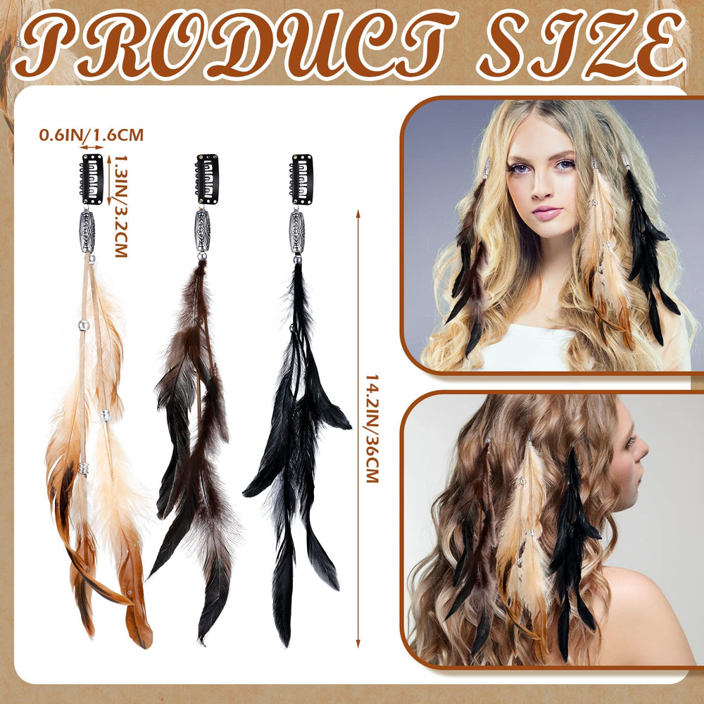 Geyoga clip-in hair feathers dark coffee with a comb clip for versatile styling.