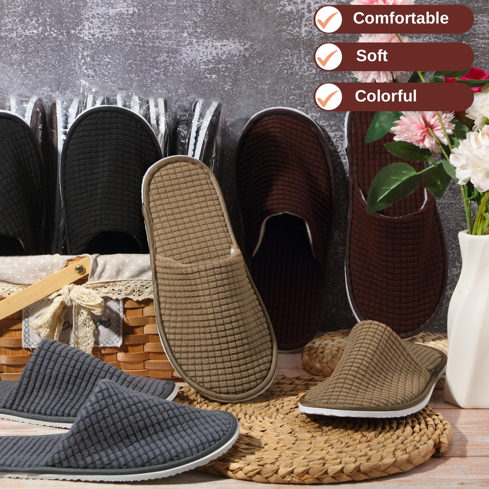 Geyoga toweling-upper guest slippers close-up highlighting soft, breathable comfort.