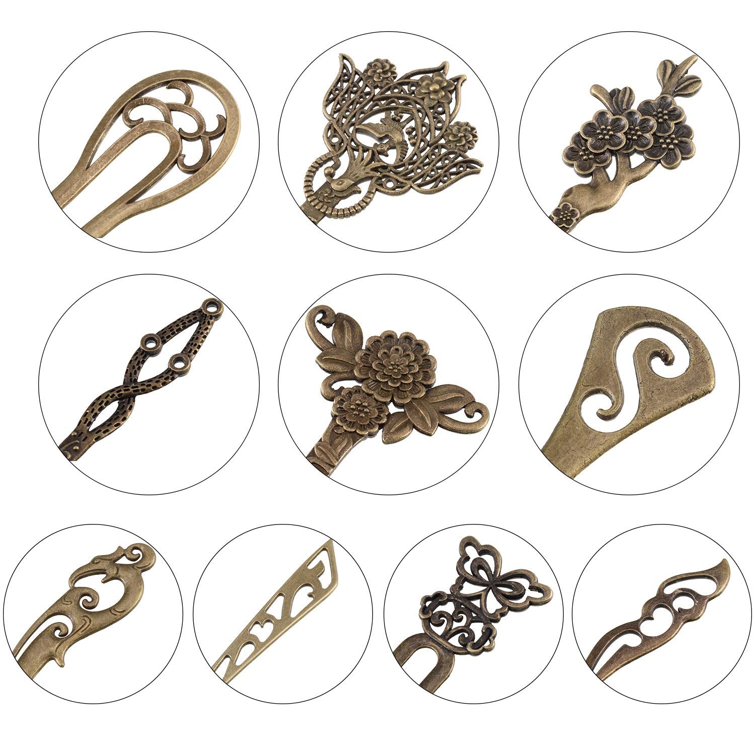 Geyoga vintage-pattern closeup highlights delicate engravings for chic updos.