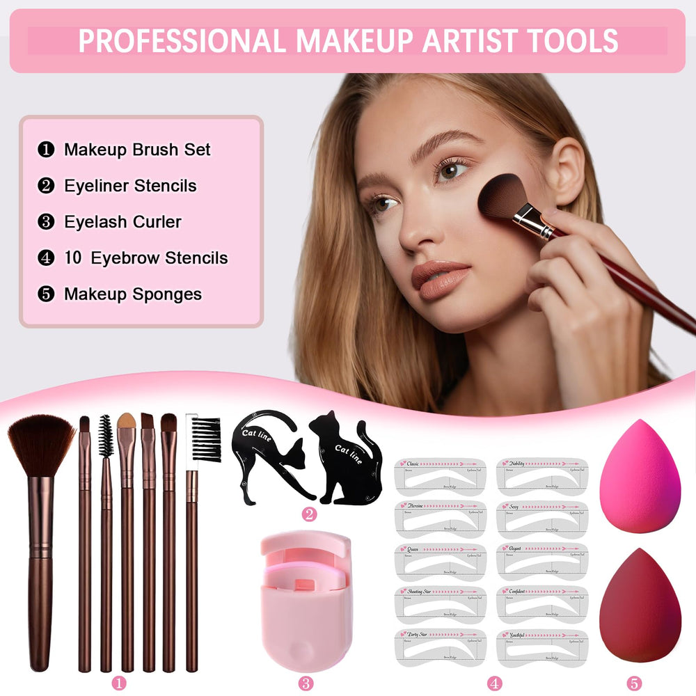 Geyomi All in One Makeup Kit makeup-brush-set for seamless blending and professional finish