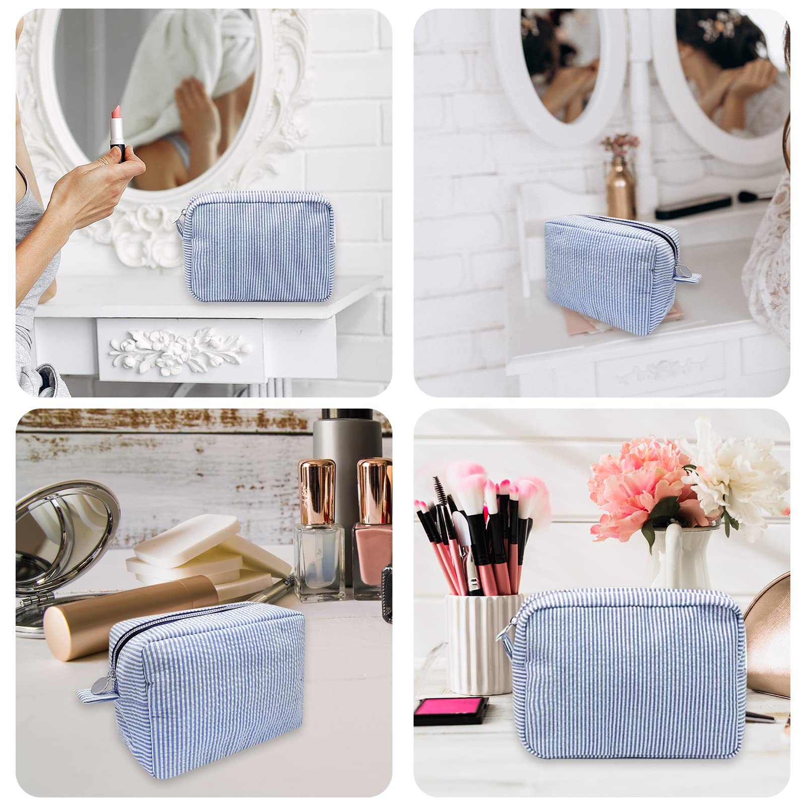 GFU makeup bag blue gift-ready concept ideal for bridal parties or Mother's Day