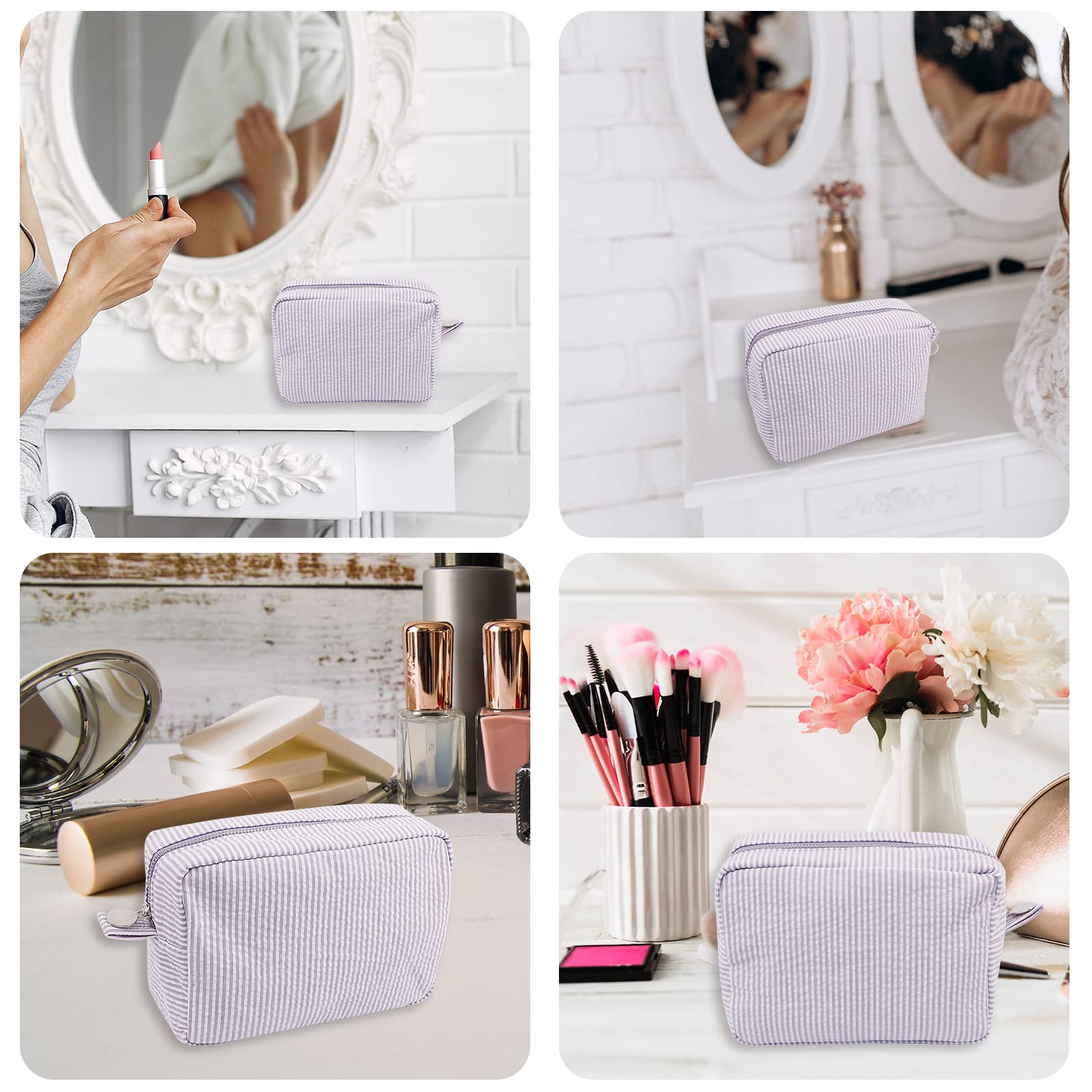 GFU purple seersucker bag portable for stylish on-the-go outings