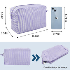 GFU seersucker cosmetic bag open organization highlights room for essentials