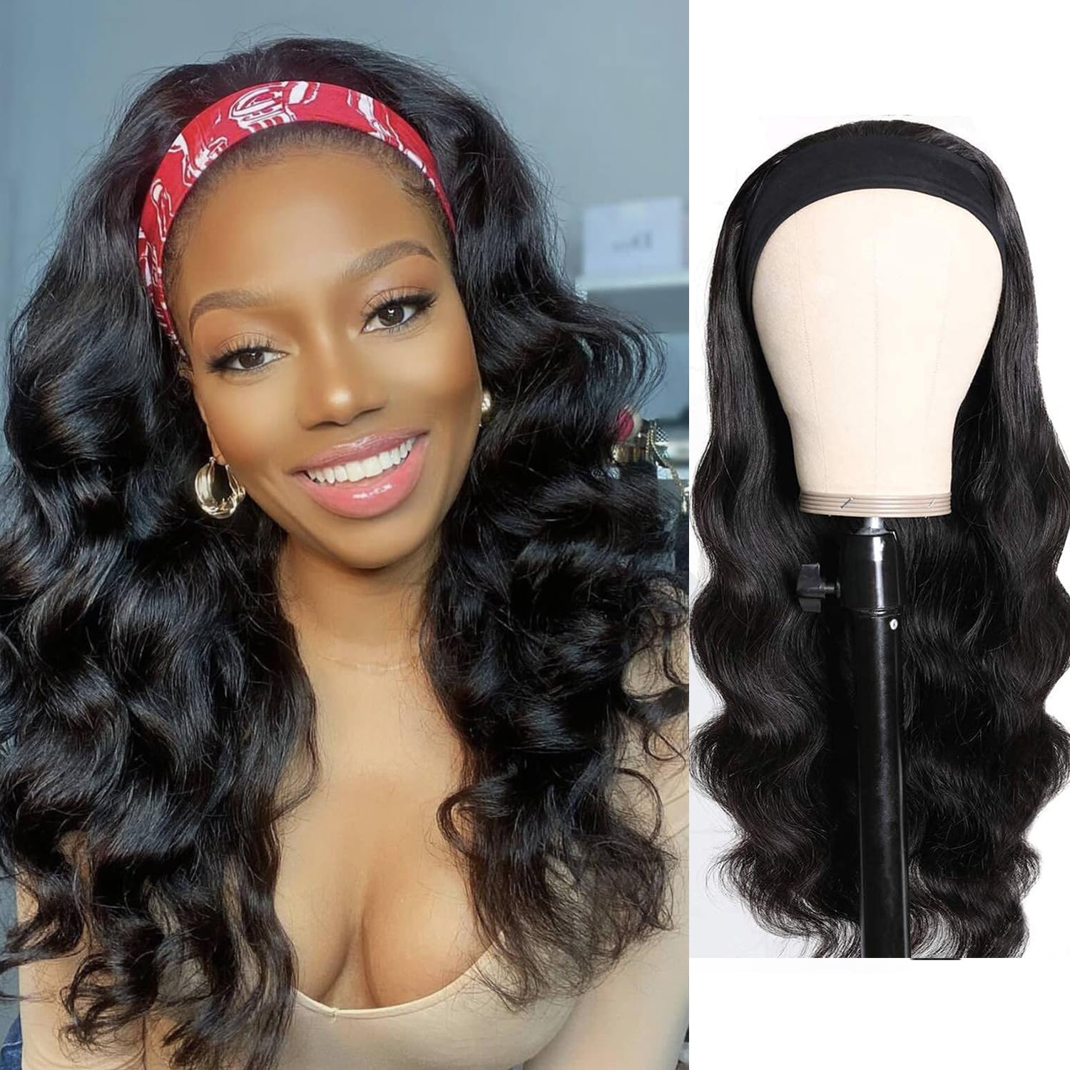Ghaadd headband wig front view shows natural hairline and glueless wear.