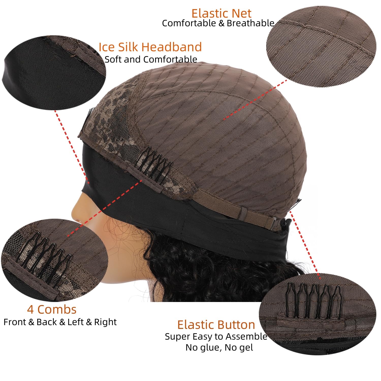 Ghaadd headband wig side view highlights comfortable, secure fit.