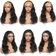 Ghaadd headband wig close-up reveals Brazilian virgin hair texture for dyeing.