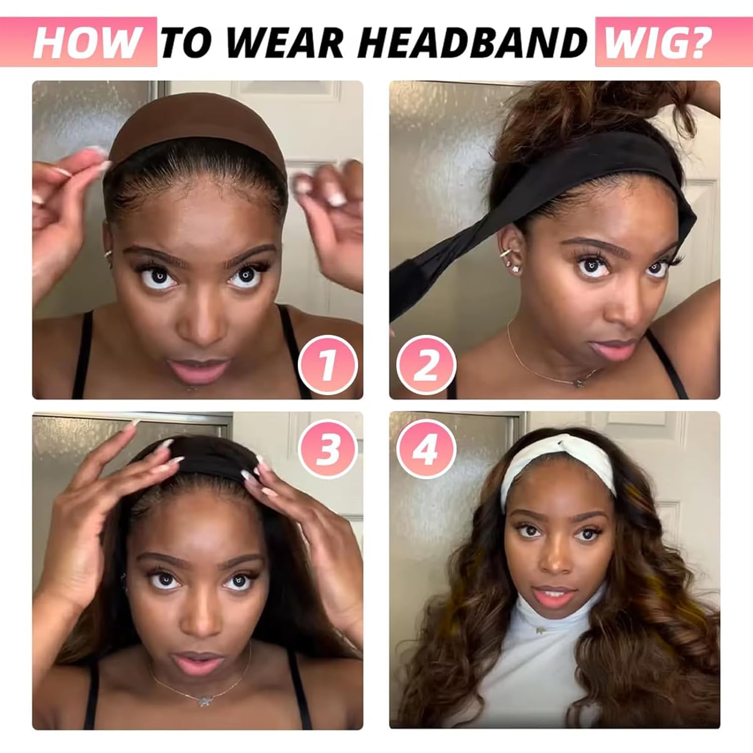 Ghaadd headband wig stretchy headband design ensures secure fit.