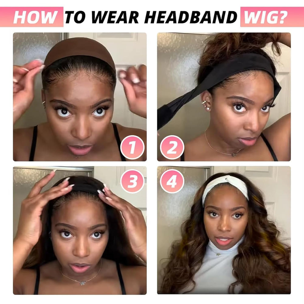 Ghaadd headband wig stretchy headband design ensures secure fit.